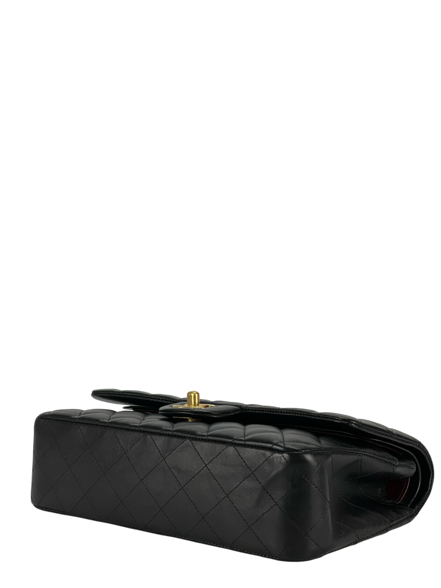 CHANEL - Medium Classic Double Flap Bag Black Lambskin Gold Hardware (CF25) 