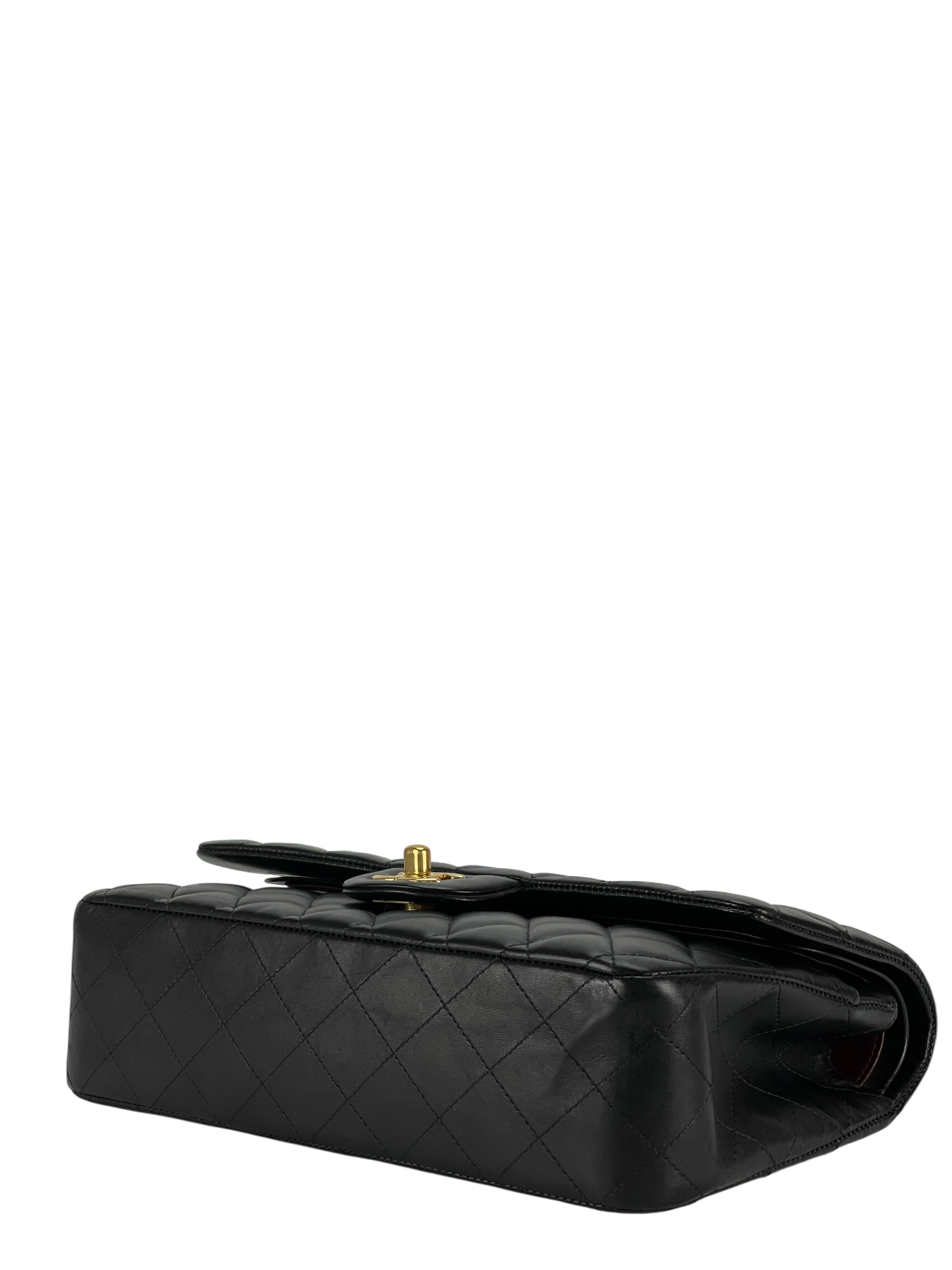CHANEL - Medium Classic Double Flap Bag Black Lambskin Gold Hardware (CF25)