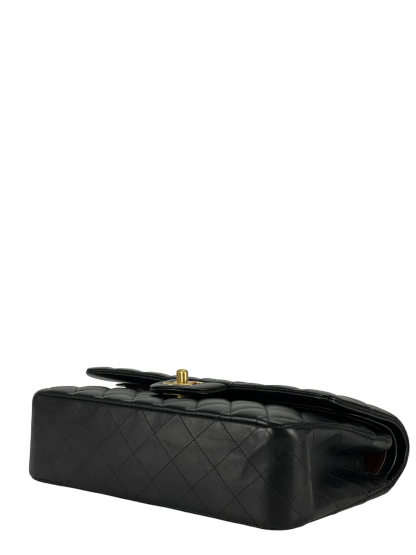 CHANEL - Medium Classic Double Flap Bag Black Lambskin Gold Hardware (CF25) 