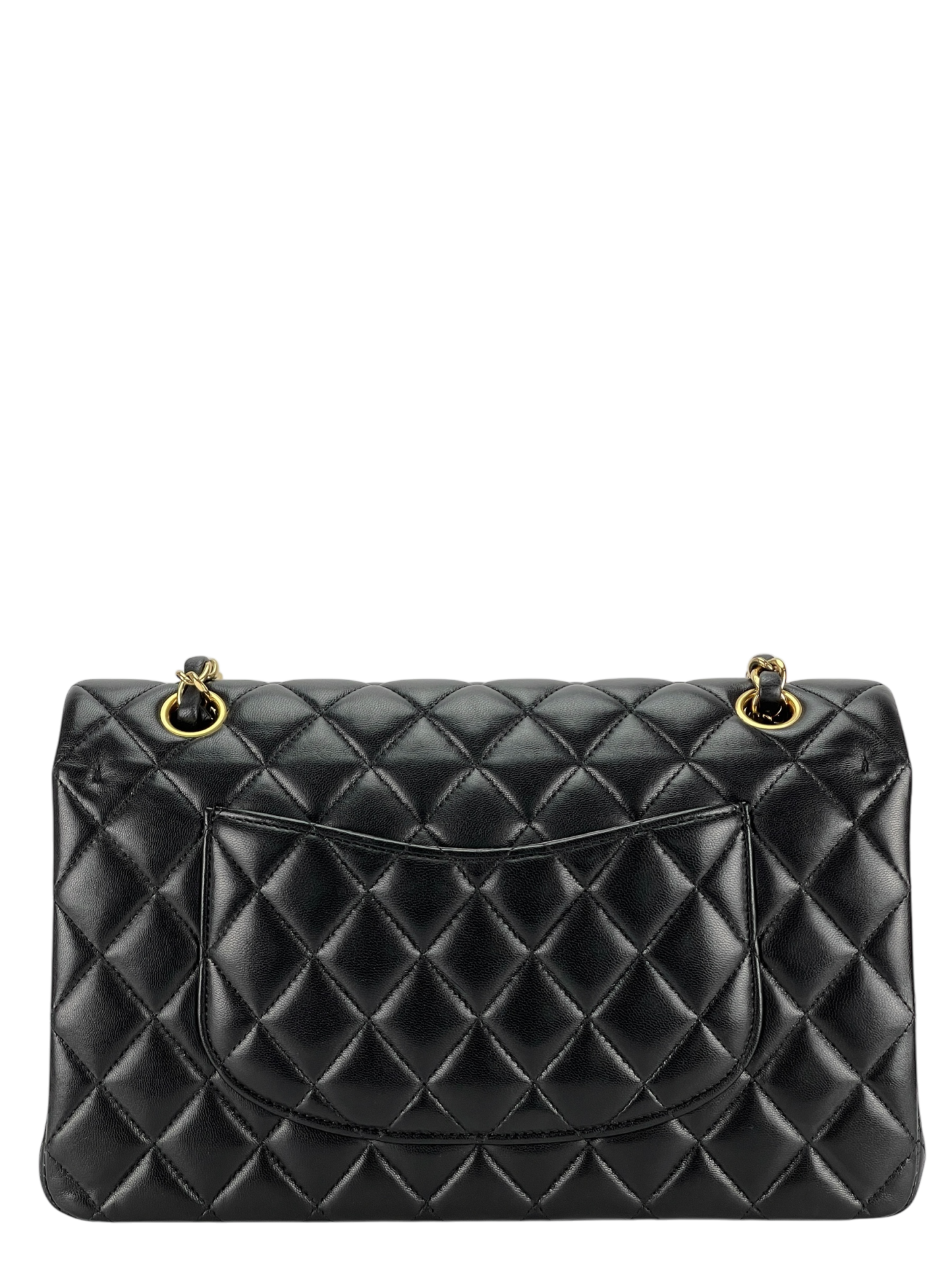 CHANEL - Medium Classic Double Flap Bag Black Lambskin Gold Hardware (CF25)