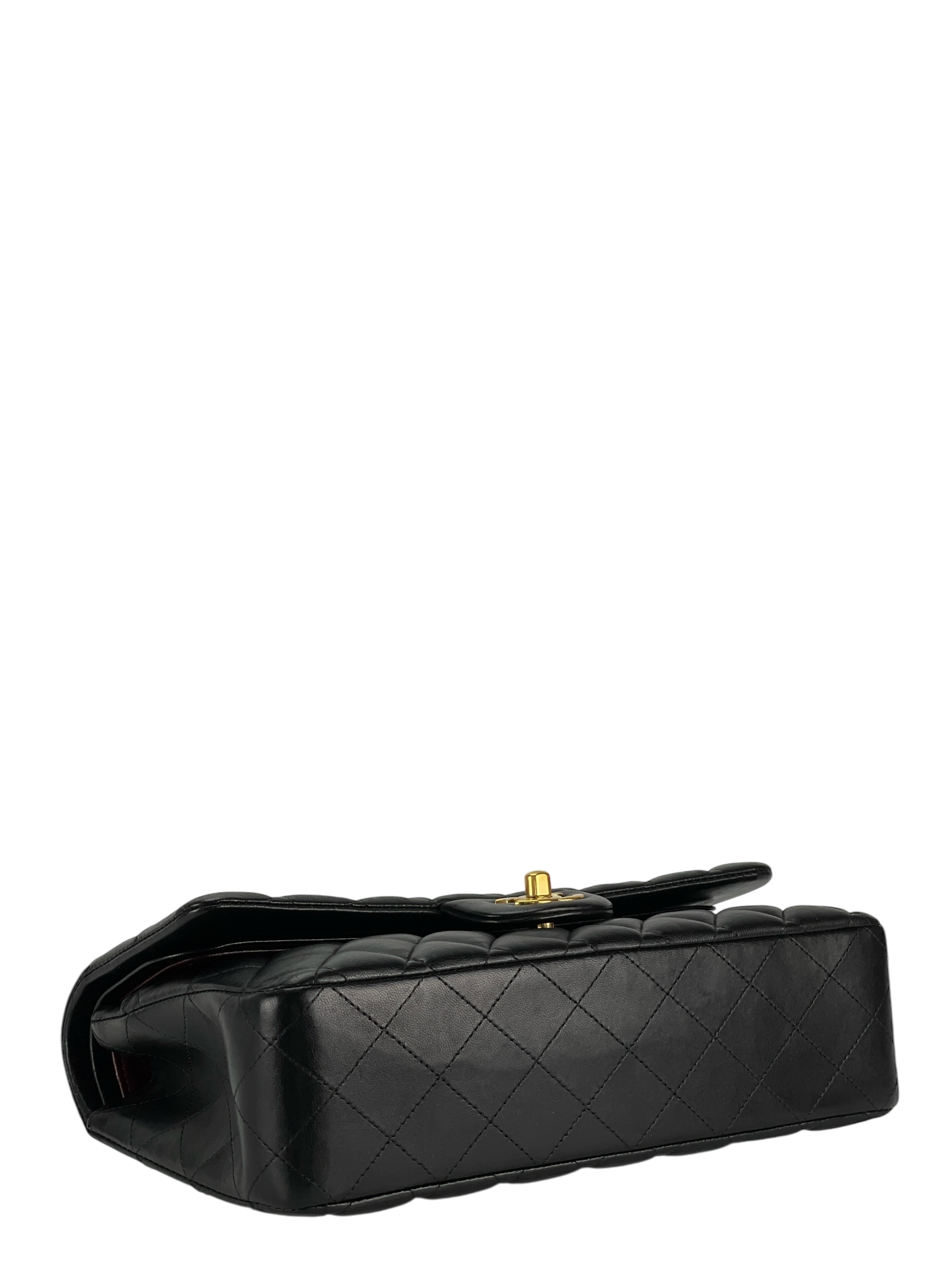 CHANEL - Medium Classic Double Flap Bag Black Lambskin Gold Hardware (CF25)