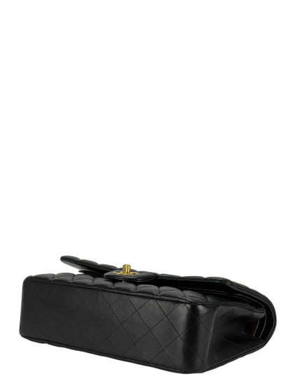 CHANEL - Medium Classic Double Flap Bag Black Lambskin Gold Hardware (CF25) 
