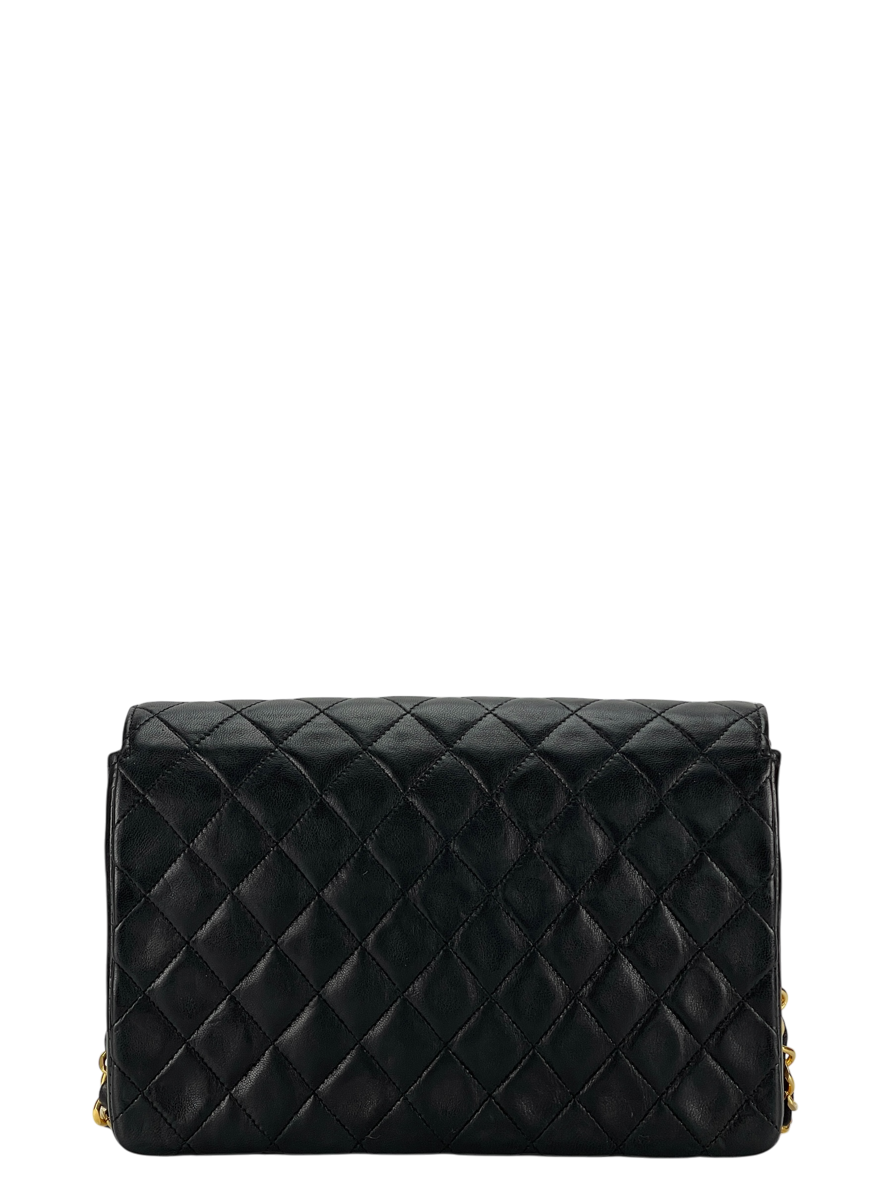 CHANEL - Black Lambskin Matelasse Chain Shoulder Bag 