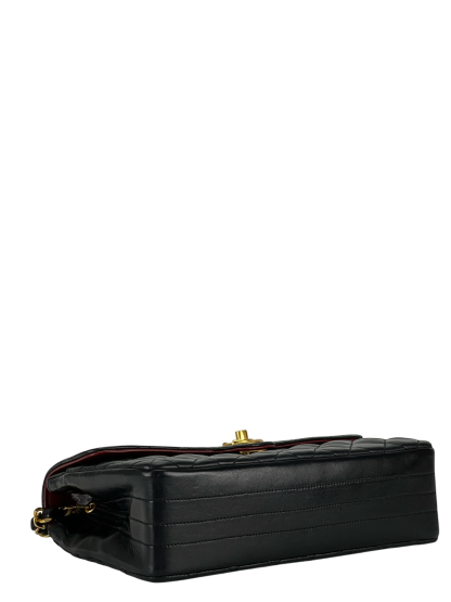 CHANEL - Black Lambskin Matelasse Chain Shoulder Bag 