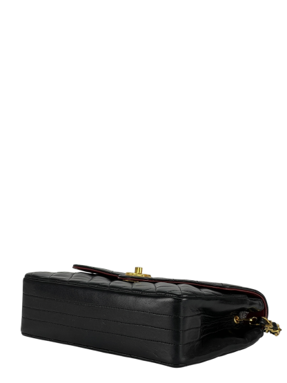 CHANEL - Black Lambskin Matelasse Chain Shoulder Bag 