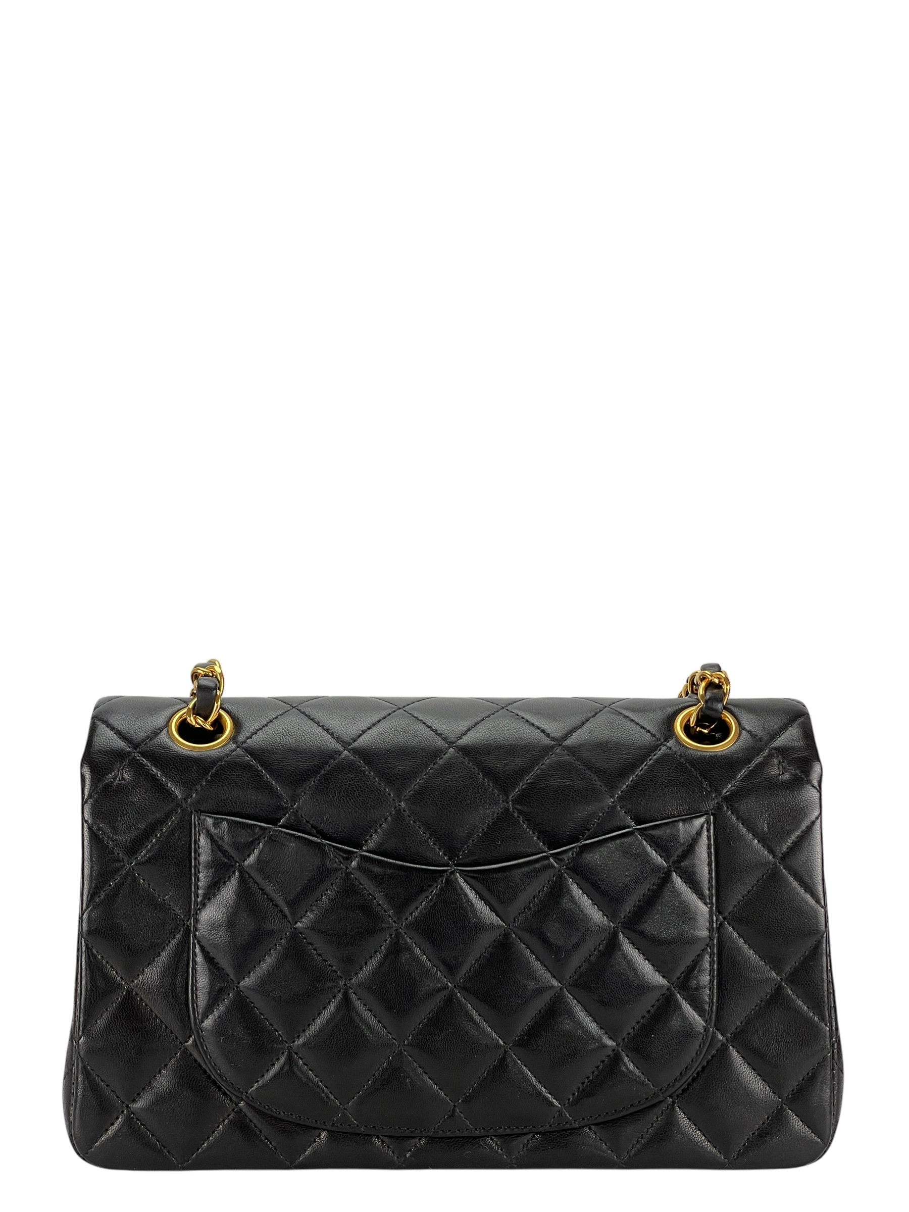 CHANEL - Small Classic Double Flap Bag Black Gold Hardware (CF23)