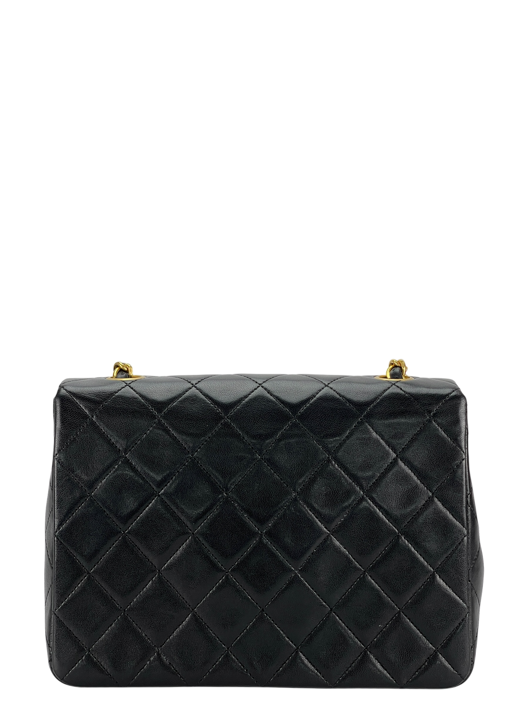 CHANEL - Mini Matlasse 20 Lambskin Single Flap Single Chain Bag Black Gold Hardware
