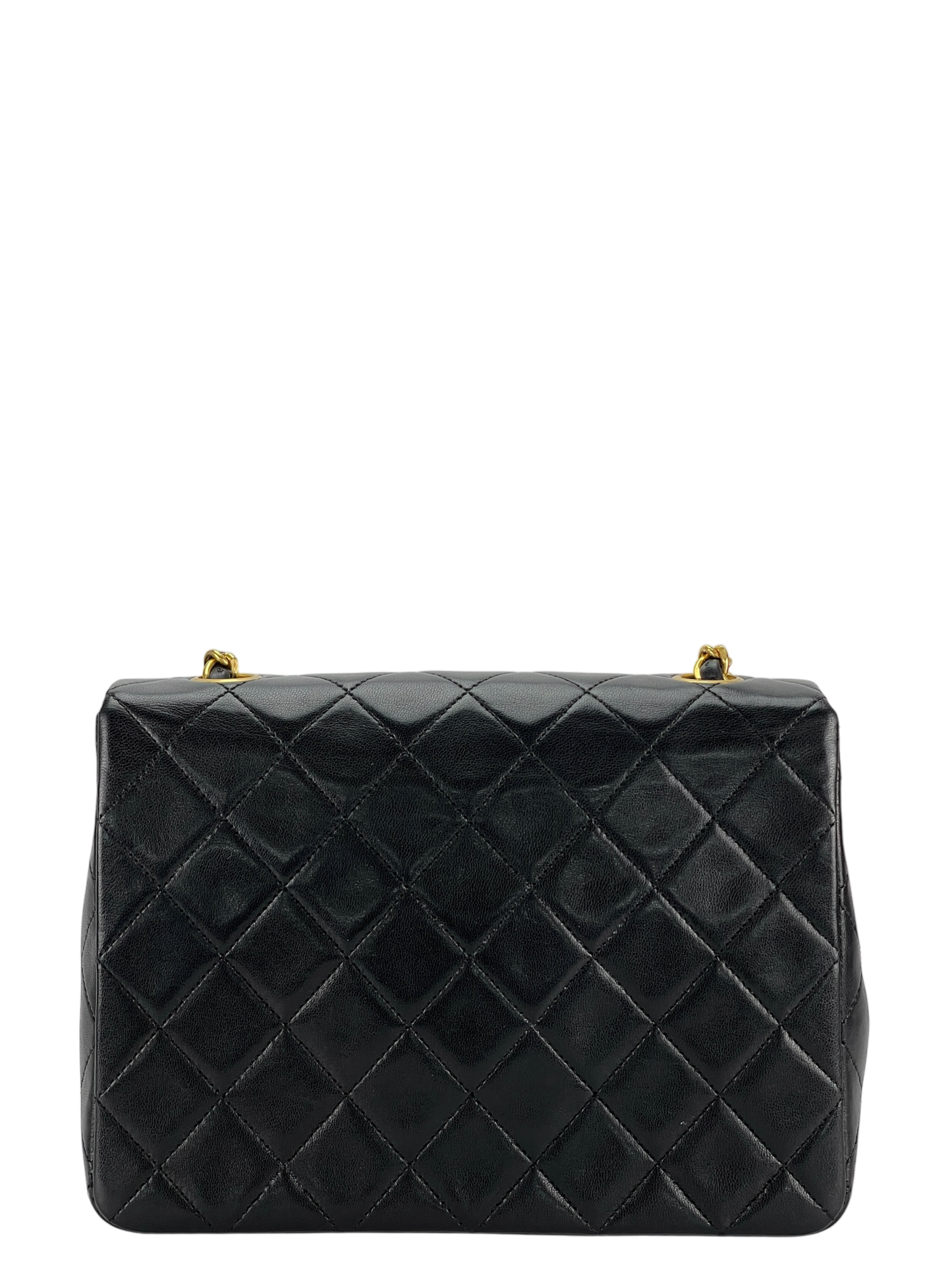 CHANEL - Mini Matlasse 20 Lambskin Single Flap Single Chain Bag Black Gold Hardware