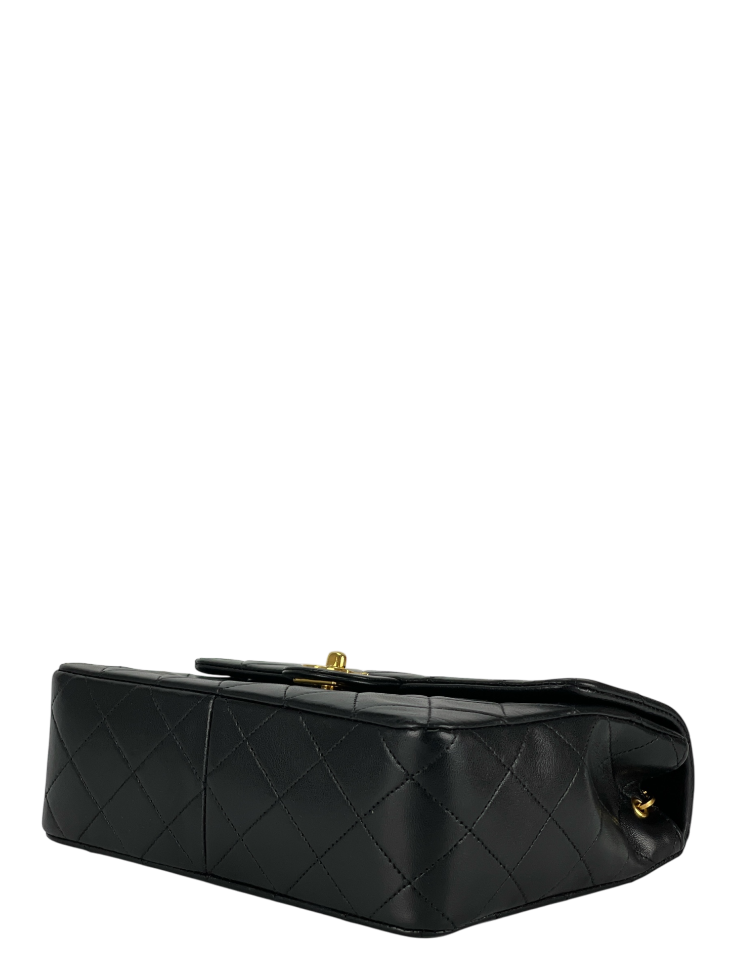 CHANEL - Mini Matlasse 20 Lambskin Single Flap Single Chain Bag Black Gold Hardware