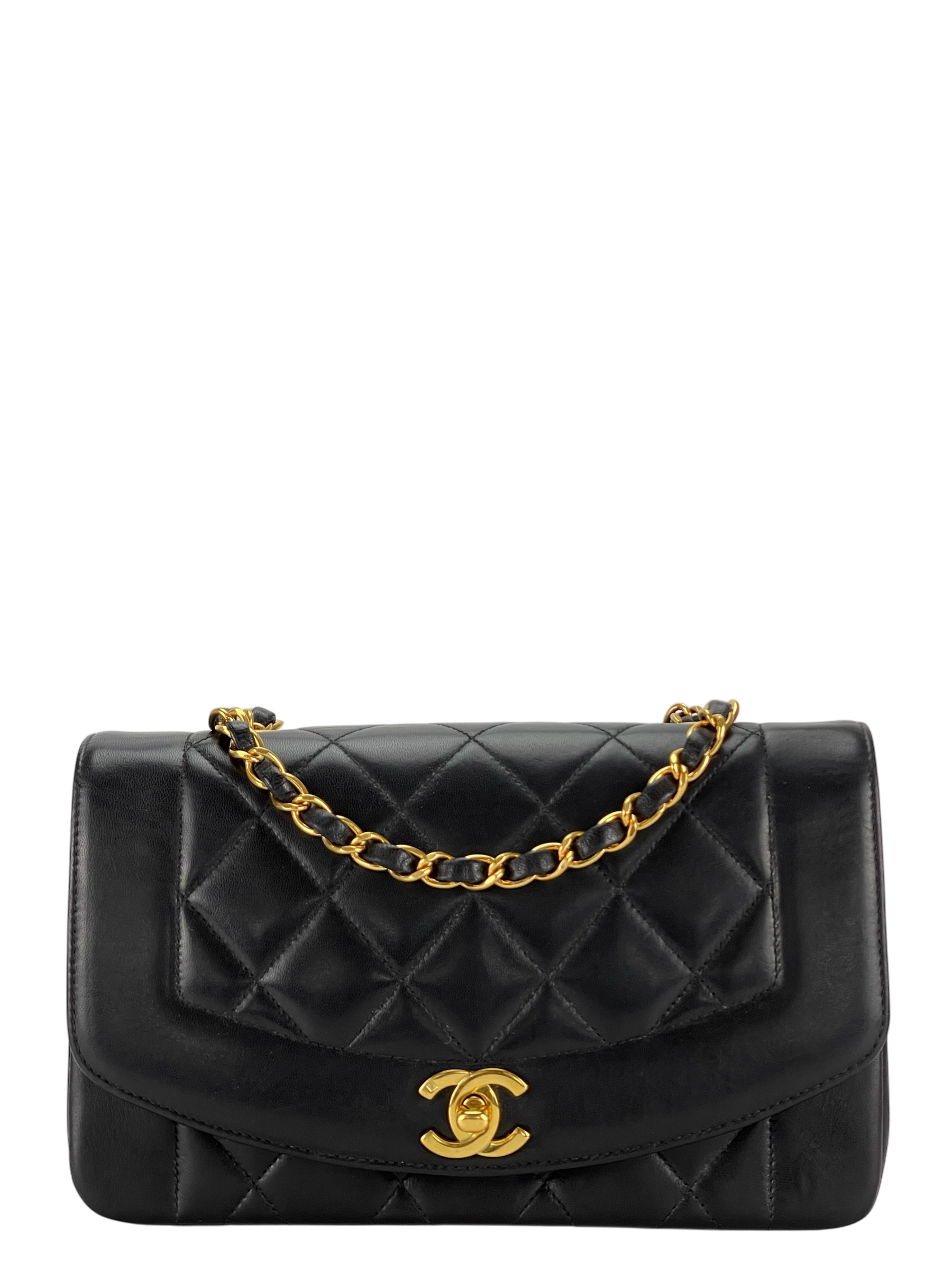 CHANEL - Black Lambskin Small Diana Shoulder Bag