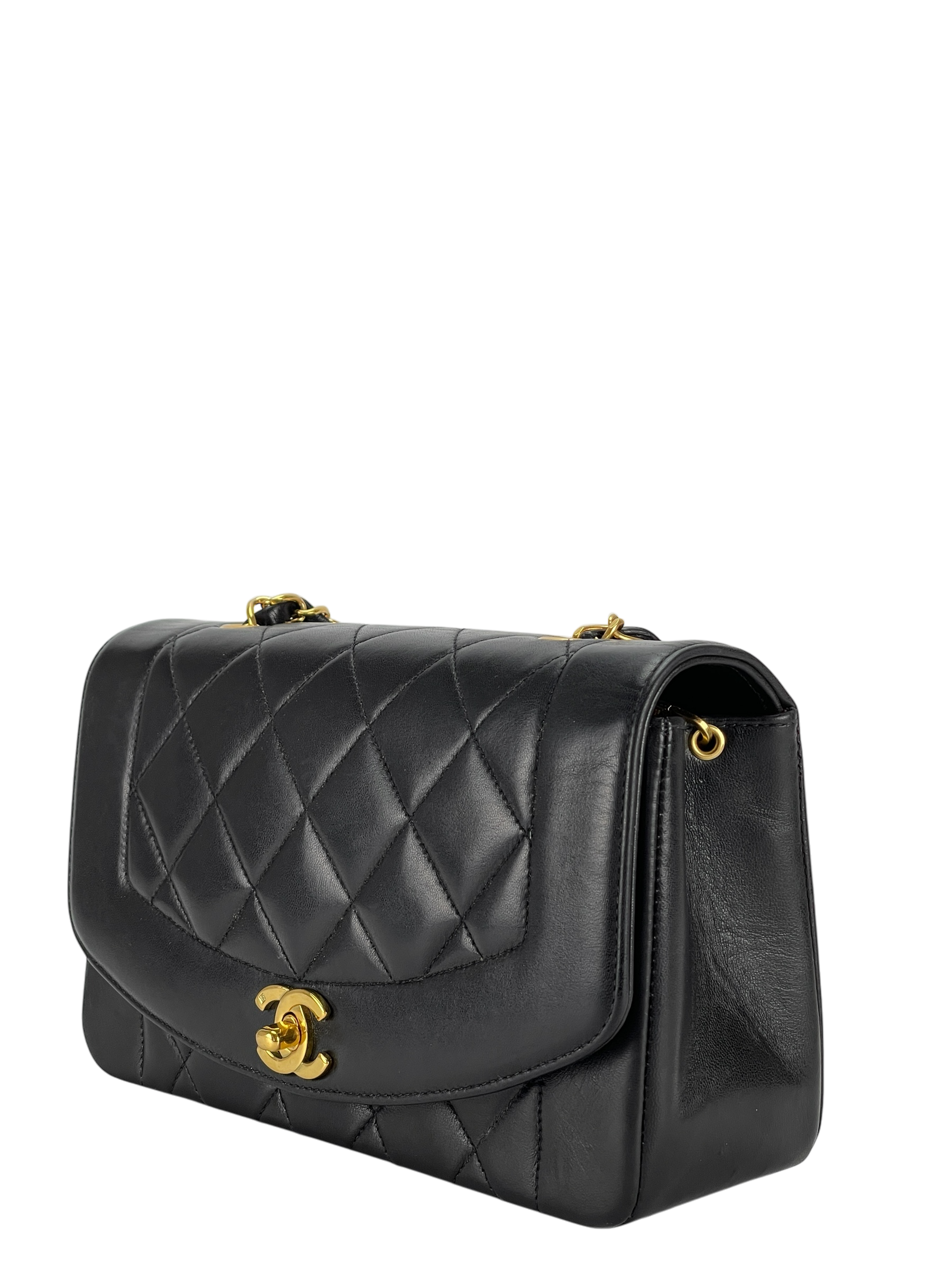 CHANEL - Black Lambskin Small Diana Shoulder Bag