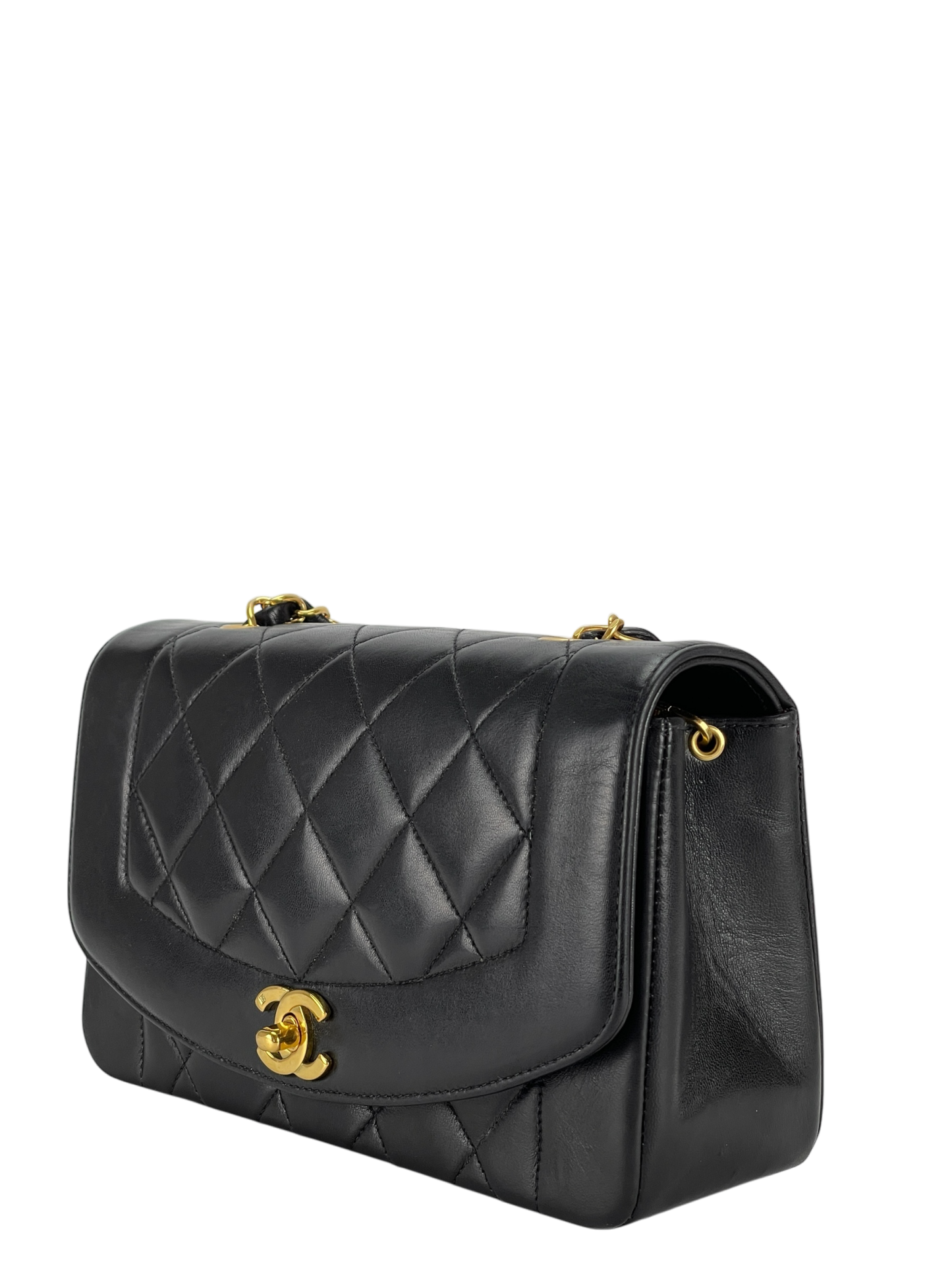 CHANEL - Black Lambskin Small Diana Shoulder Bag