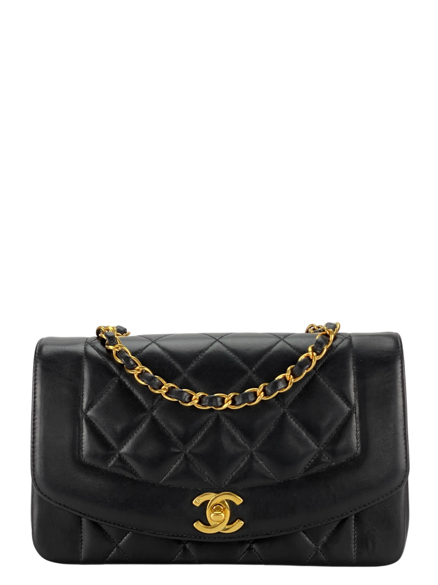 CHANEL - Black Lambskin Small Diana Shoulder Bag