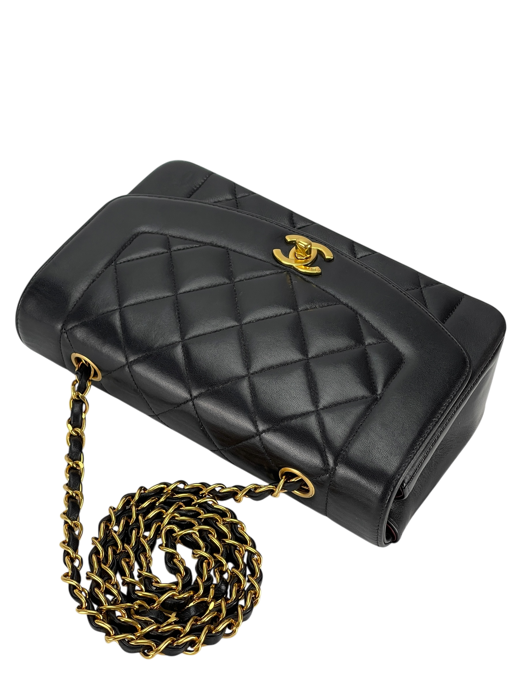 CHANEL - Black Lambskin Small Diana Shoulder Bag