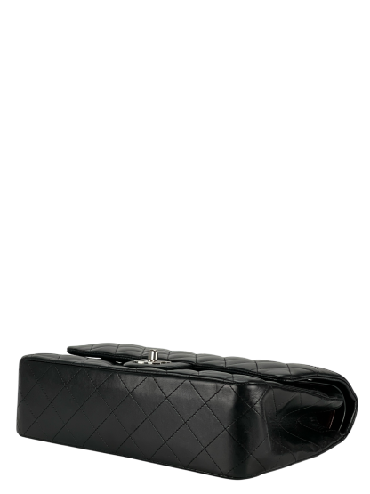 CHANEL - Medium Classic Double Flap Bag Black Lambskin Sliver Hardware (CF25) 