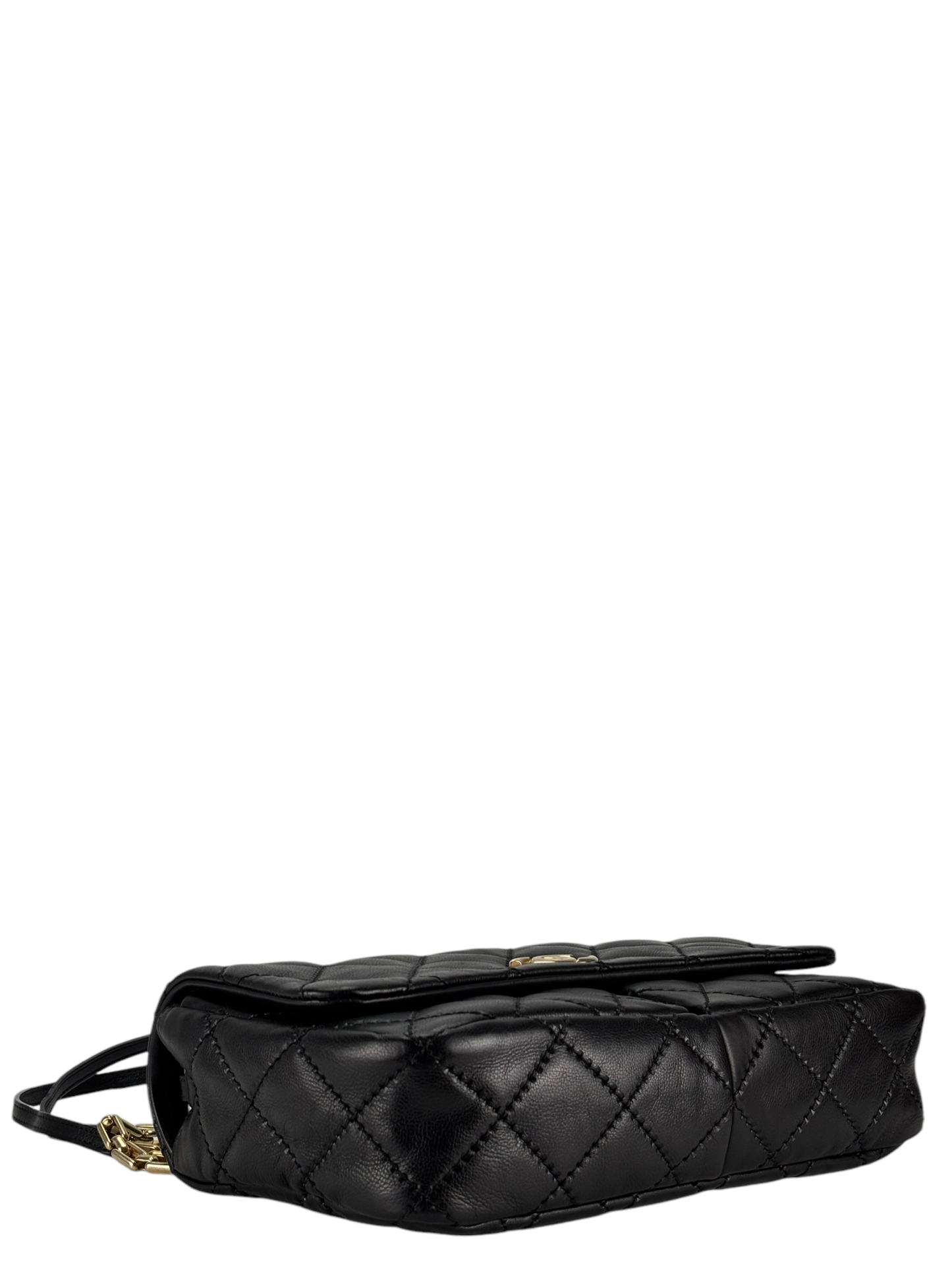 CHANEL - Black Lambskin Matelasse Chain Shoulder Bag
