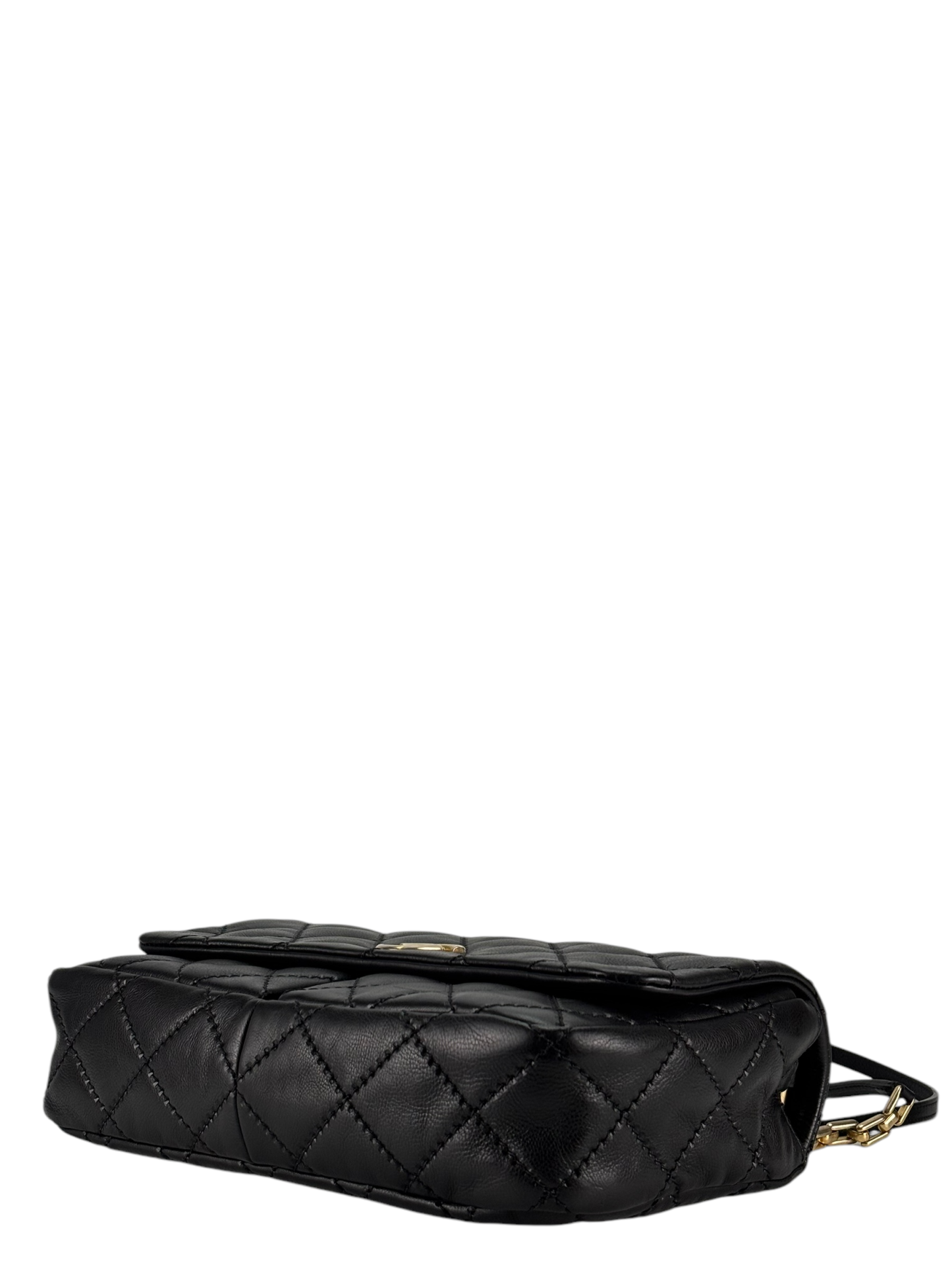 CHANEL - Black Lambskin Matelasse Chain Shoulder Bag