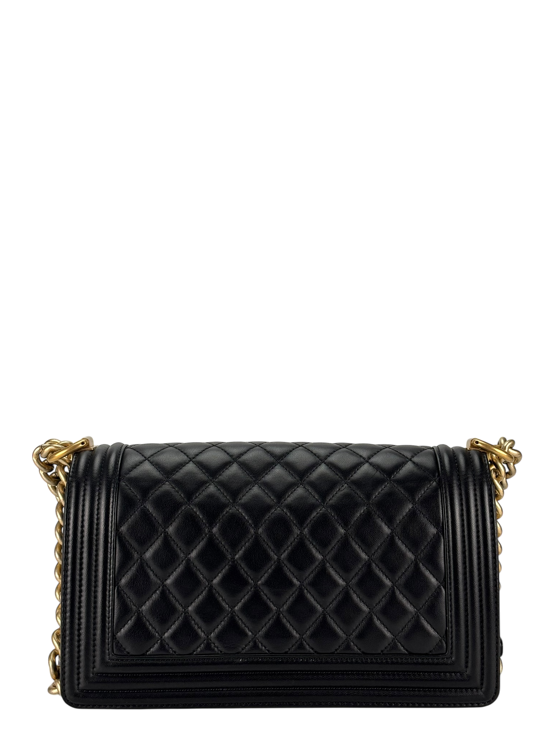 CHANEL - Medium Boy Flap Bag Black Lambskin Gold Hardware