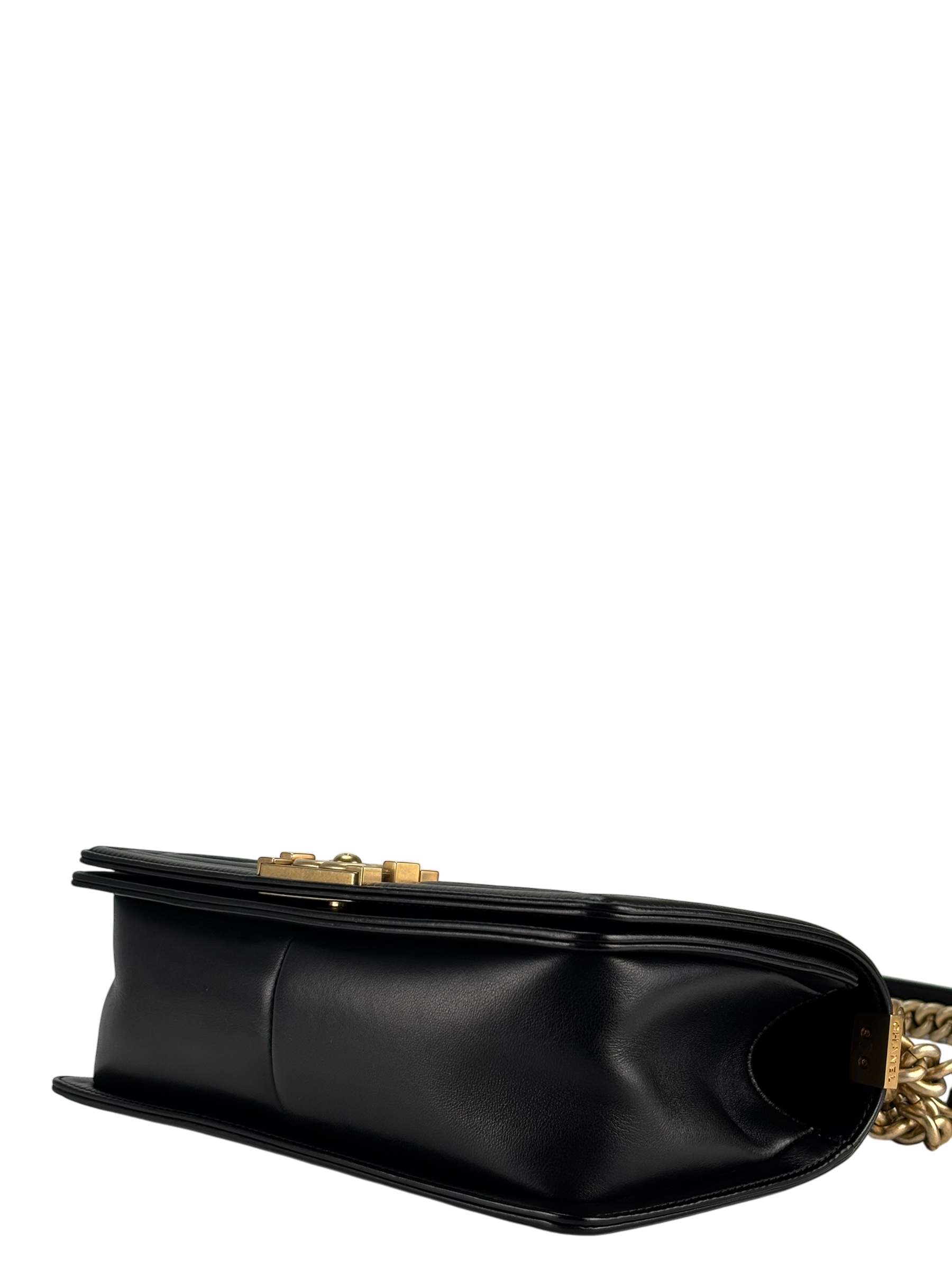 CHANEL - Medium Boy Flap Bag Black Lambskin Gold Hardware