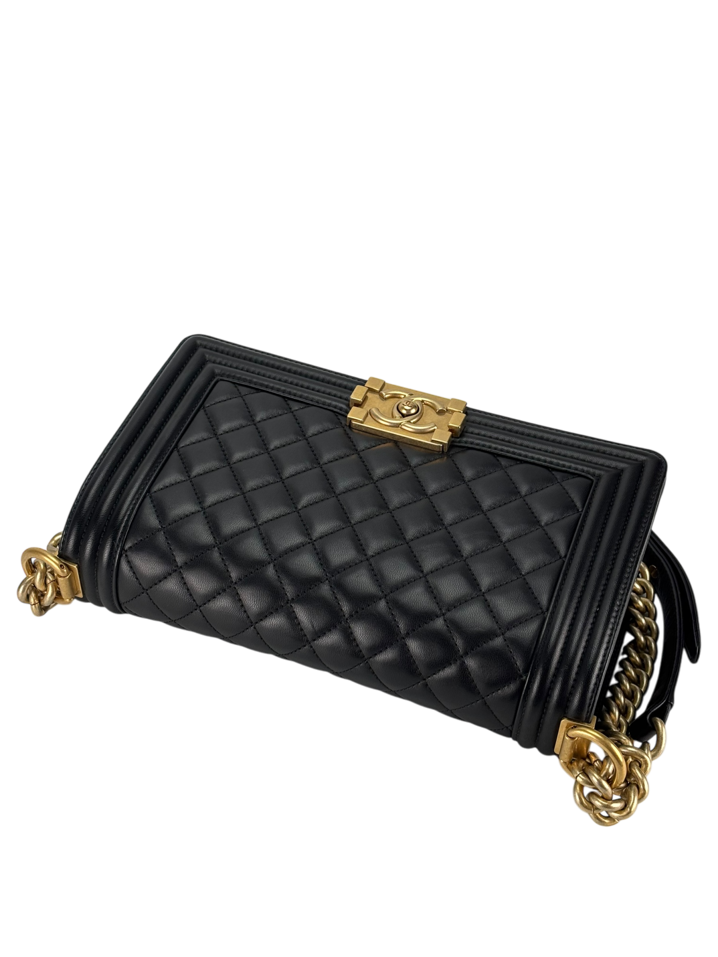 CHANEL - Medium Boy Flap Bag Black Lambskin Gold Hardware