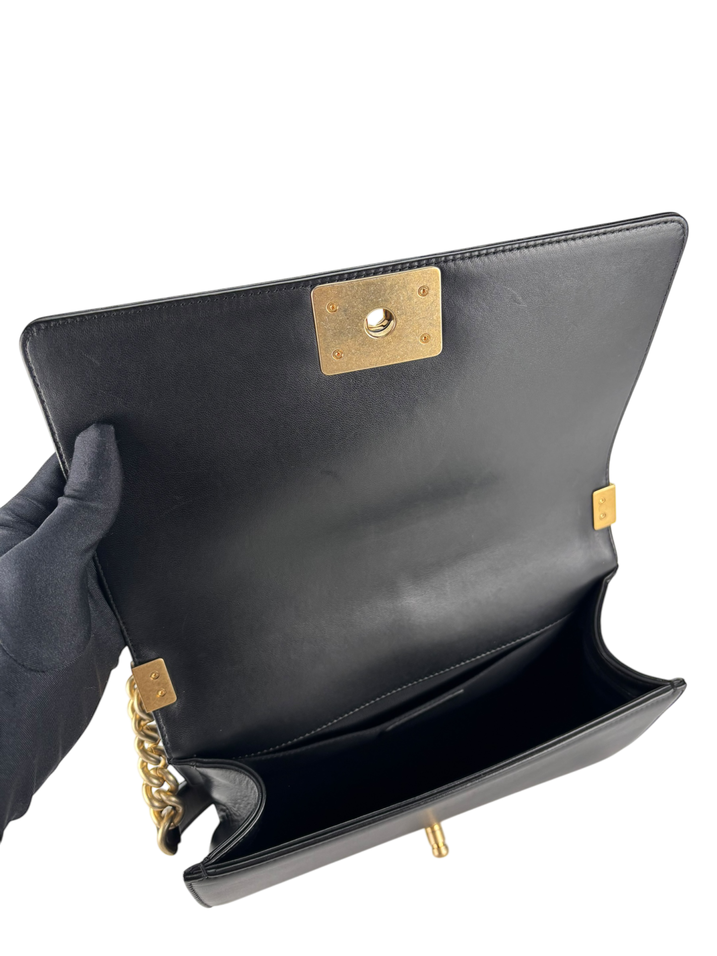CHANEL - Medium Boy Flap Bag Black Lambskin Gold Hardware