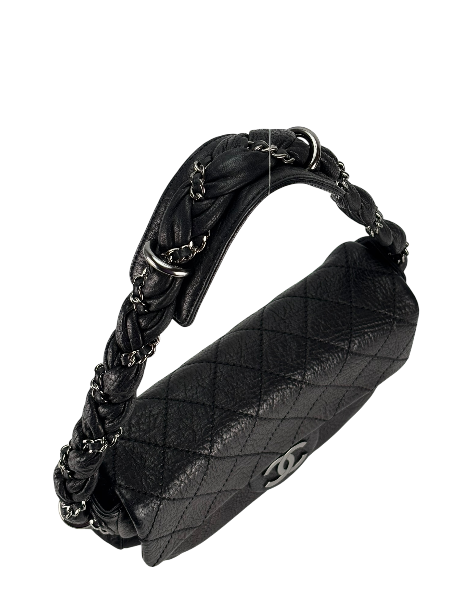 CHANEL - Black Distressed Lambskin Small Lady Braid Flap Bag