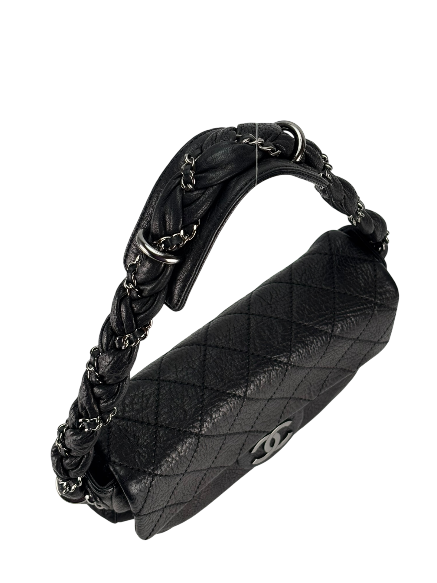 CHANEL - Black Distressed Lambskin Small Lady Braid Flap Bag