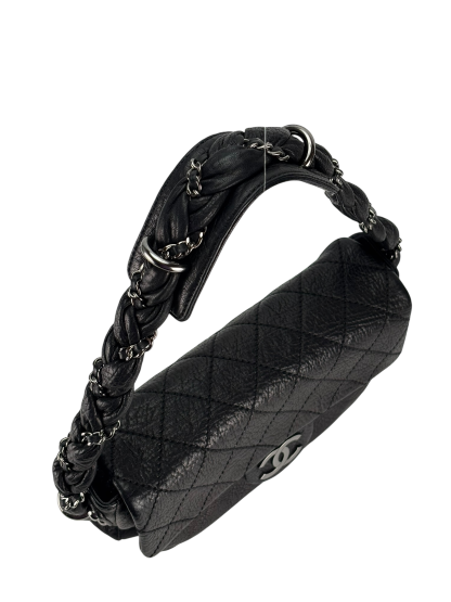 CHANEL - Black Distressed Lambskin Small Lady Braid Flap Bag