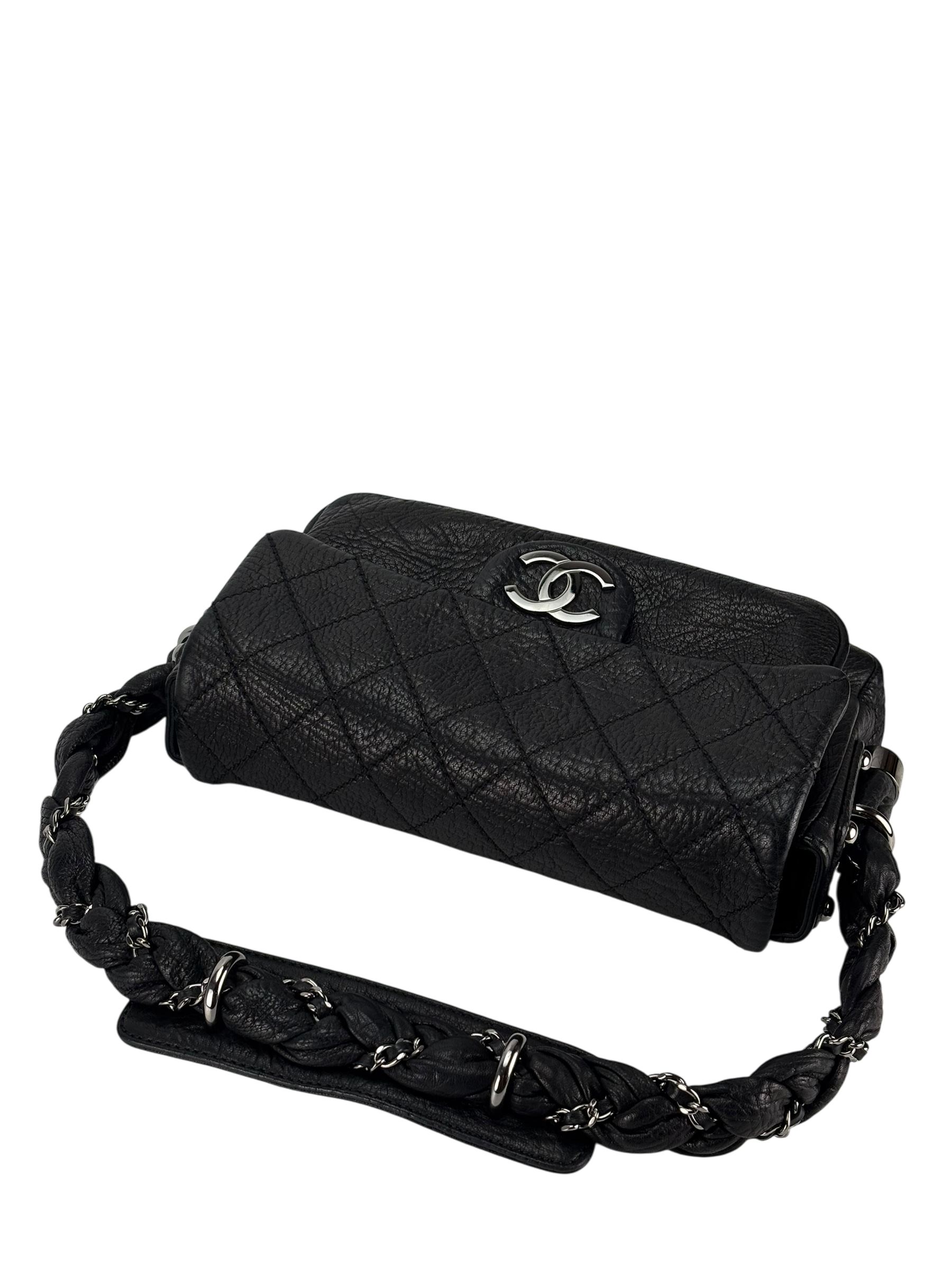 CHANEL - Black Distressed Lambskin Small Lady Braid Flap Bag