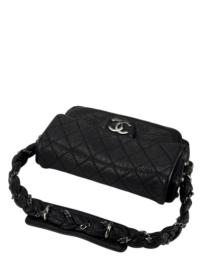 CHANEL - Black Distressed Lambskin Small Lady Braid Flap Bag