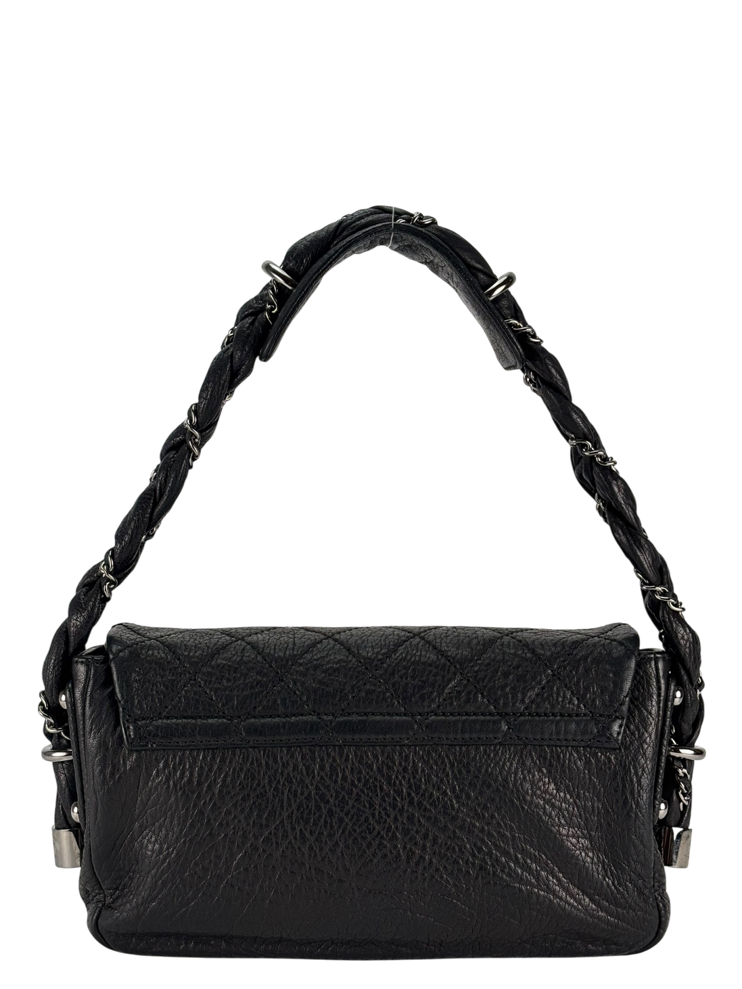 CHANEL - Black Distressed Lambskin Small Lady Braid Flap Bag
