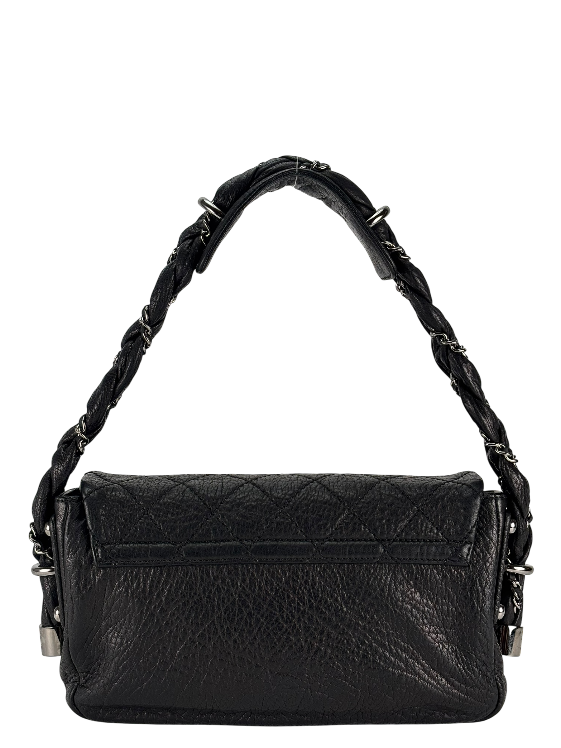 CHANEL - Black Distressed Lambskin Small Lady Braid Flap Bag