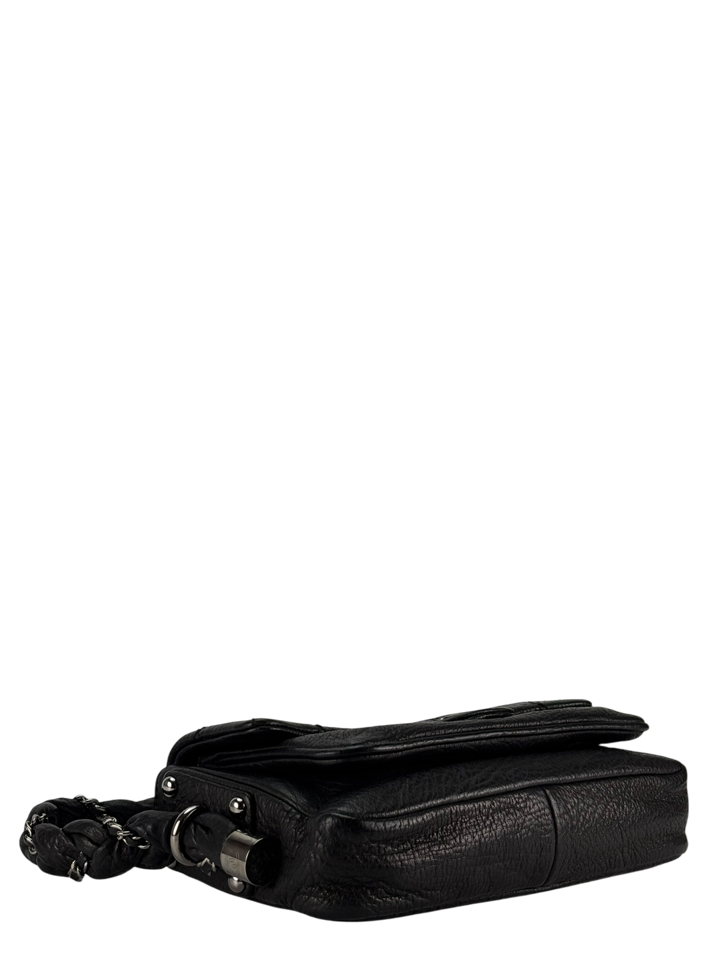 CHANEL - Black Distressed Lambskin Small Lady Braid Flap Bag