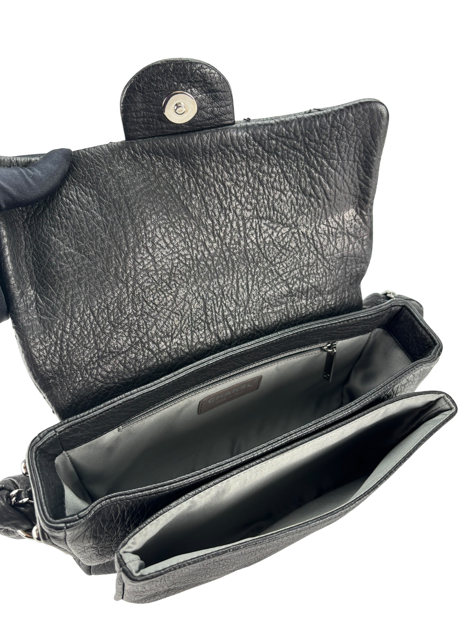 CHANEL - Black Distressed Lambskin Small Lady Braid Flap Bag