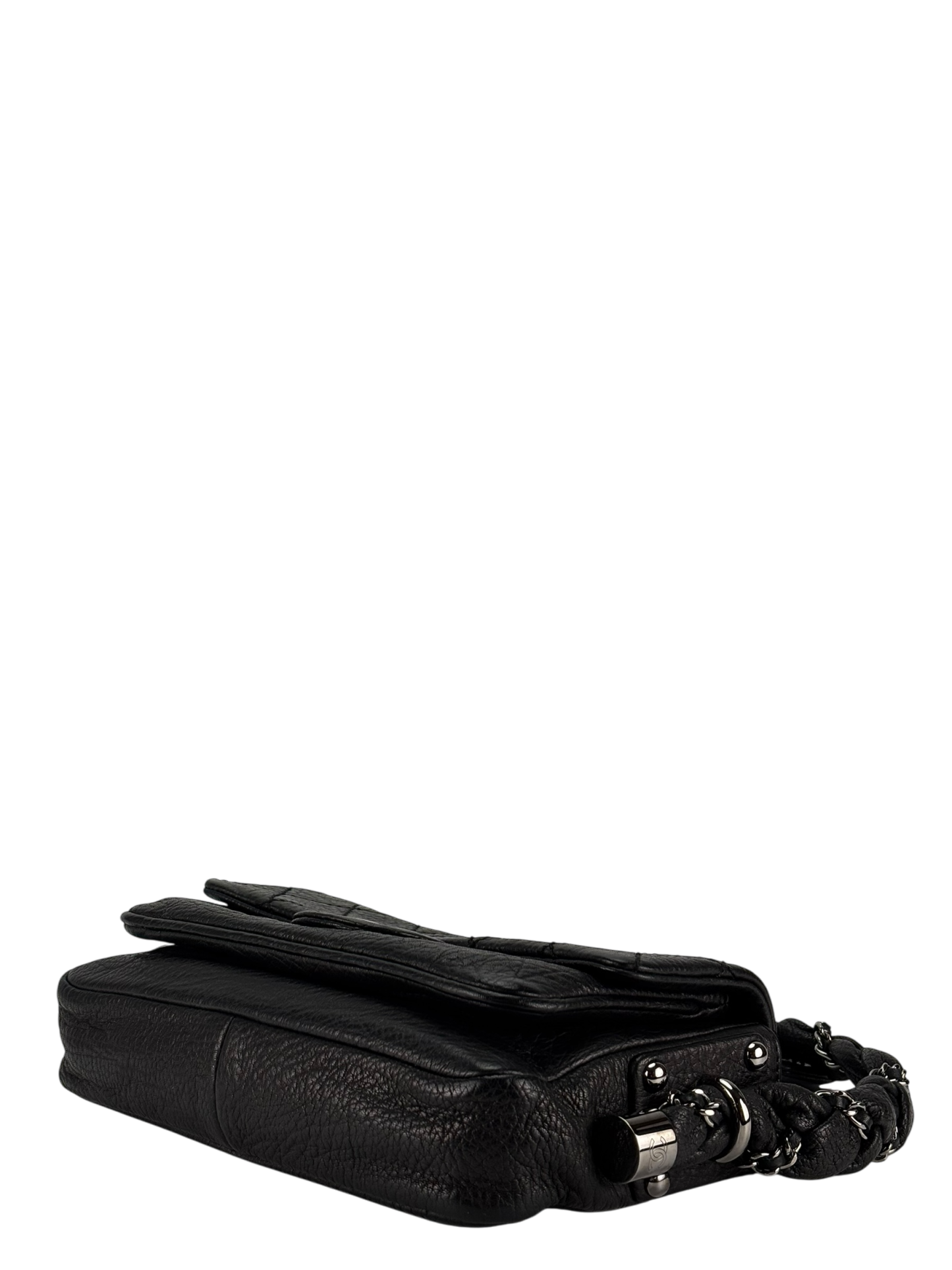 CHANEL - Black Distressed Lambskin Small Lady Braid Flap Bag