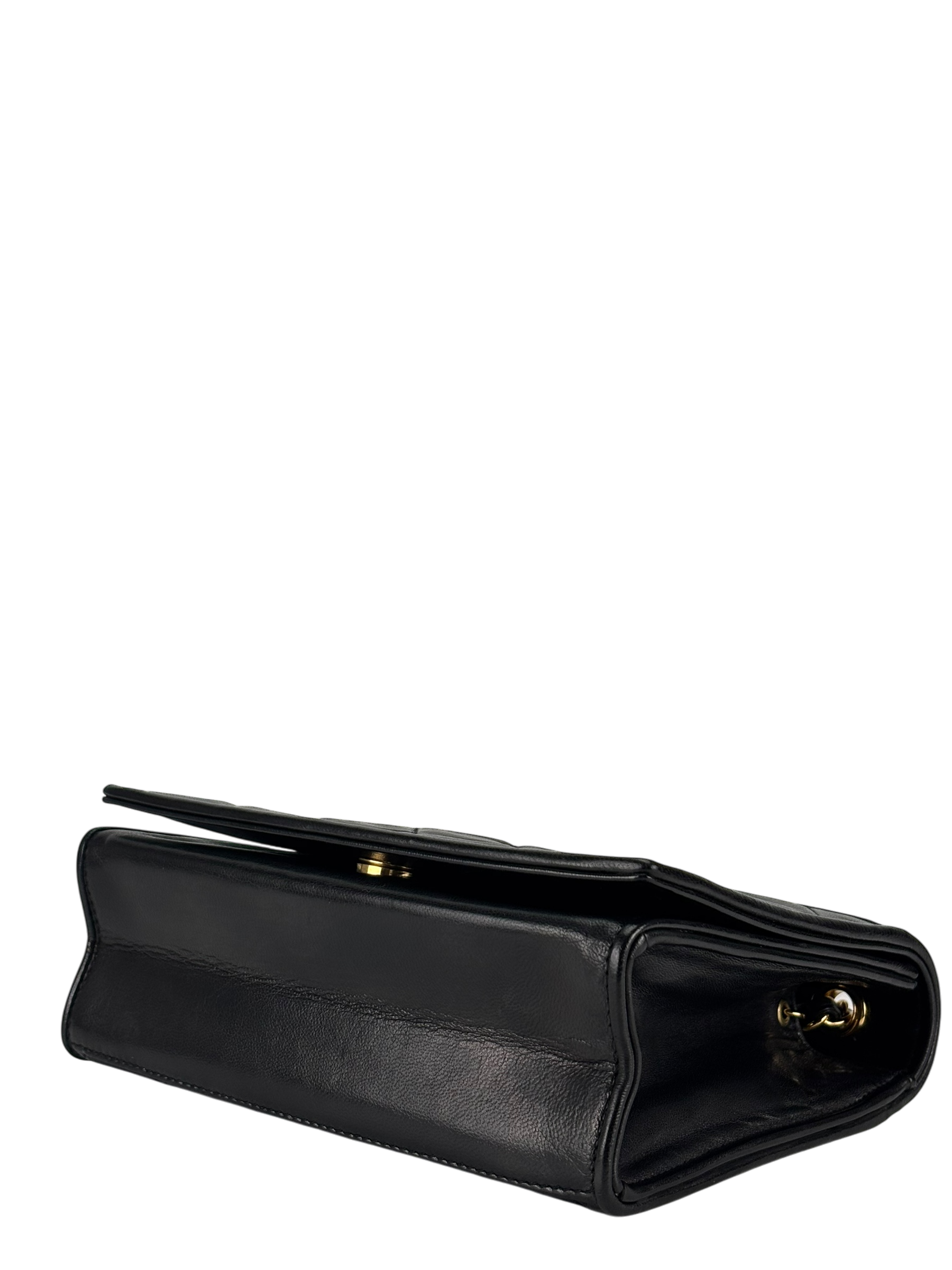 CHANEL - Black Lambskin Matelasse Coco Mark Chain Shoulder Bag Gold Hardware 