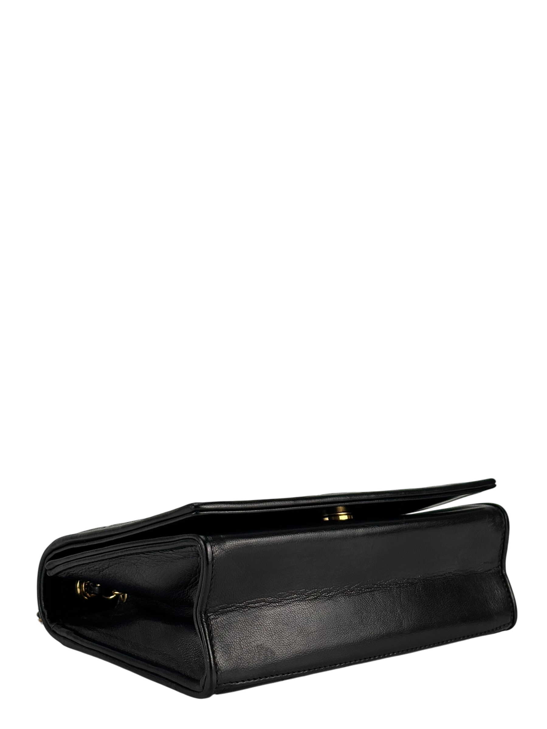 CHANEL - Black Lambskin Matelasse Coco Mark Chain Shoulder Bag Gold Hardware 