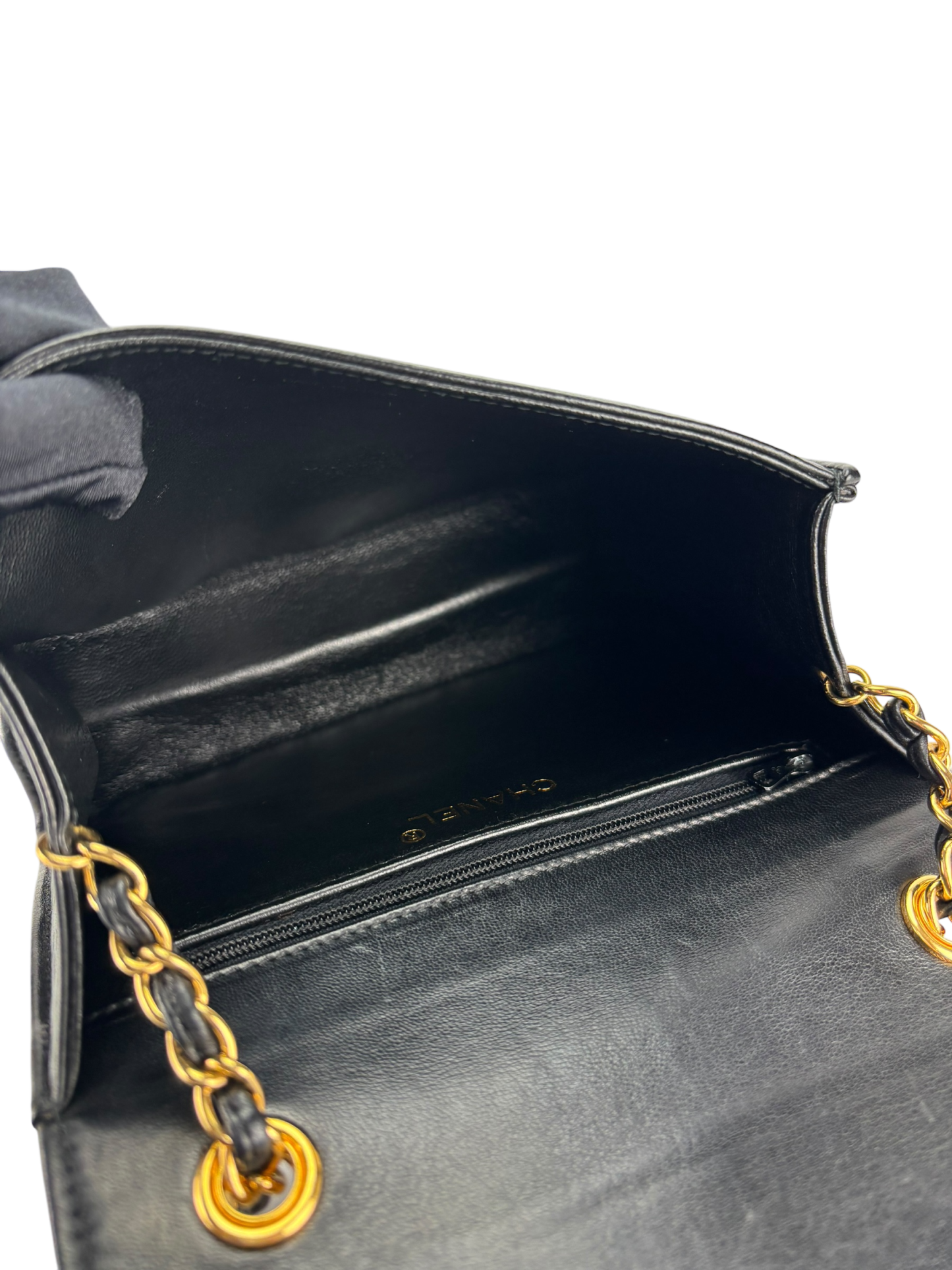 CHANEL - Black Lambskin Matelasse Coco Mark Chain Shoulder Bag Gold Hardware 
