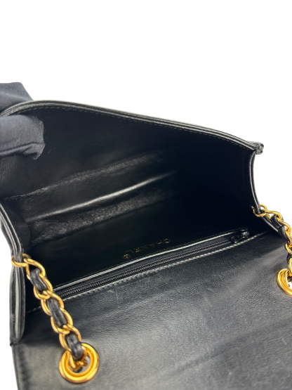 CHANEL - Black Lambskin Matelasse Coco Mark Chain Shoulder Bag Gold Hardware 