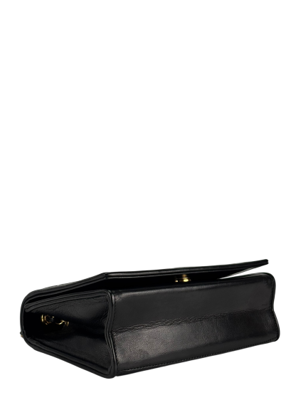 CHANEL - Black Lambskin Matelasse Coco Mark Chain Shoulder Bag Gold Hardware 