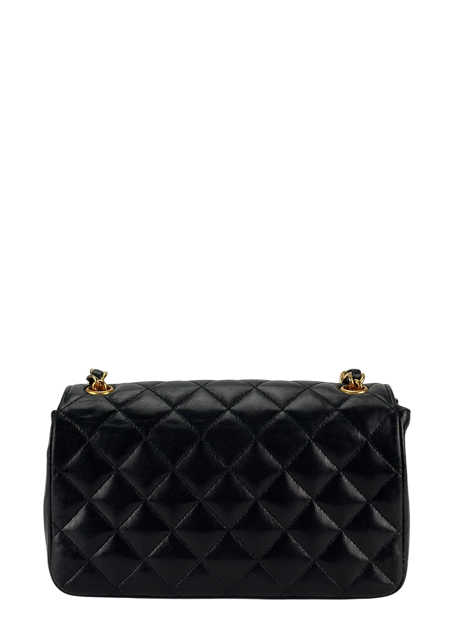 CHANEL - Black Lambskin Mini Matelasse Chain Shoulder Bag 