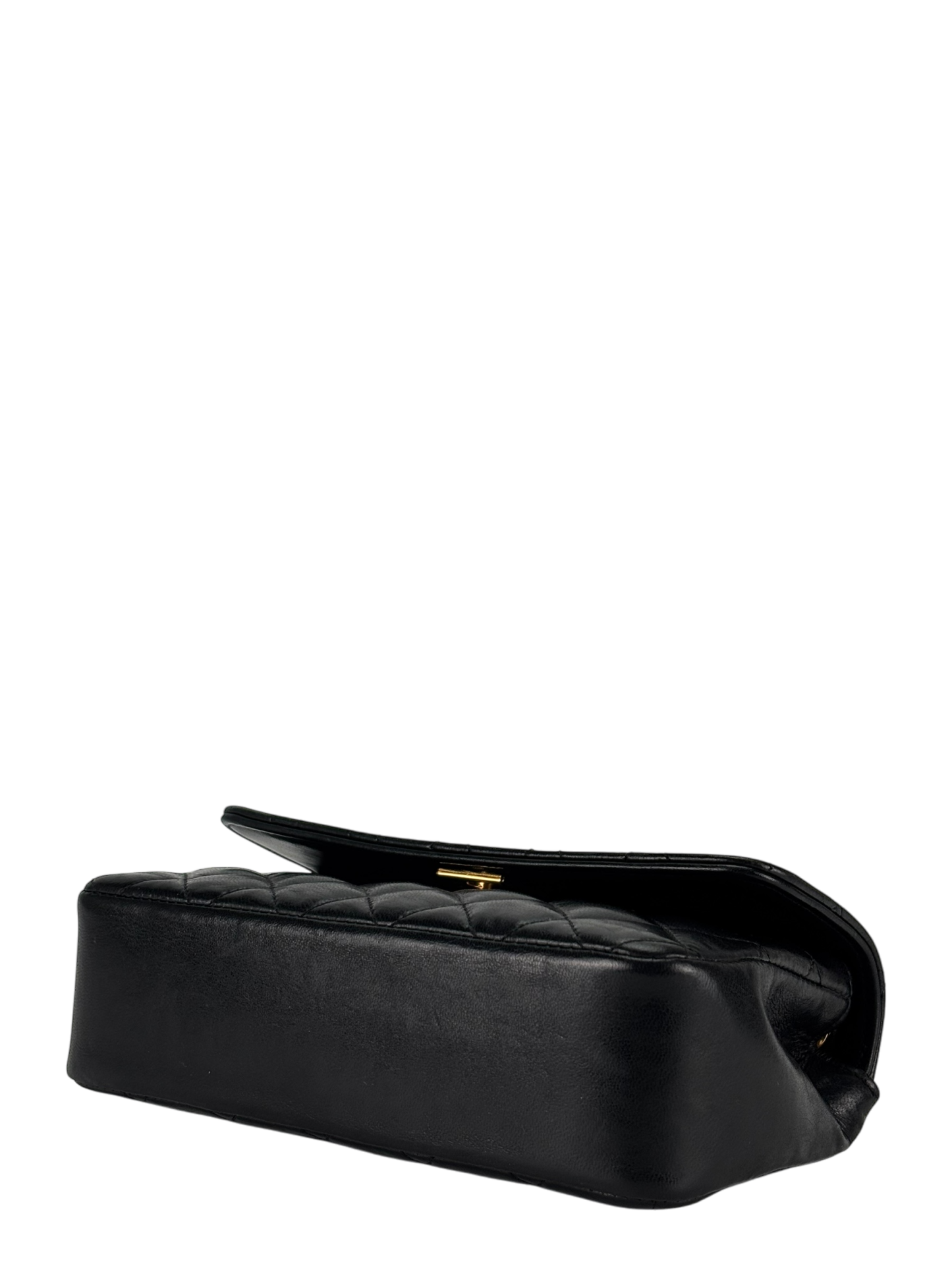 CHANEL - Black Lambskin Mini Matelasse Chain Shoulder Bag 