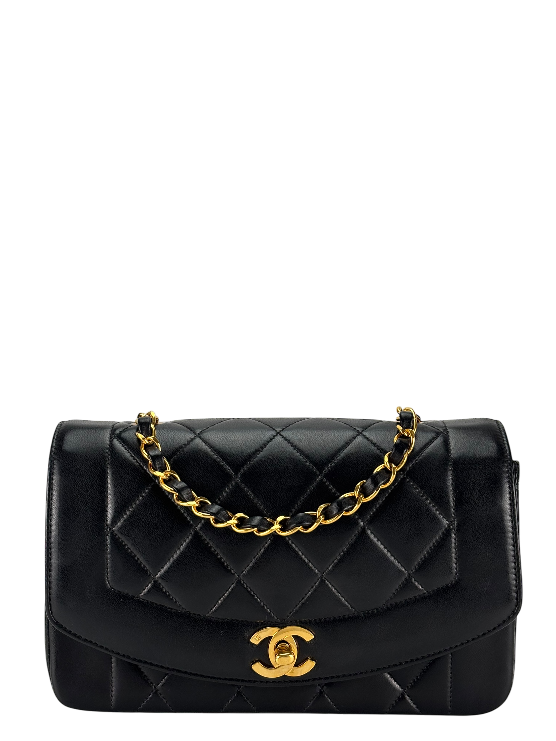 CHANEL - Black Lambskin Small Diana Shoulder Bag