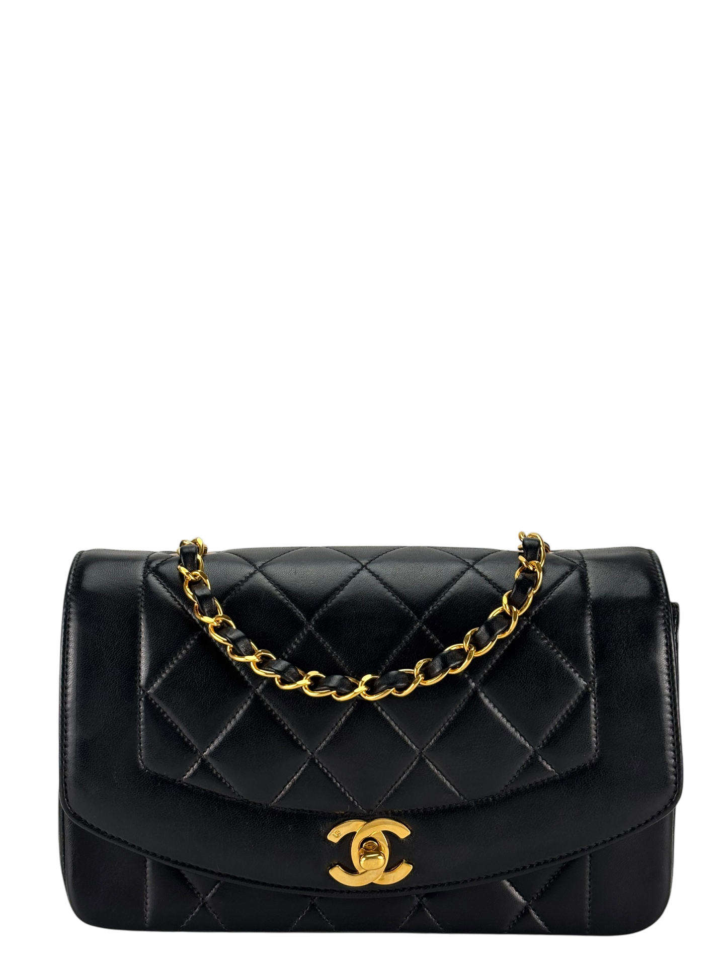 CHANEL - Black Lambskin Small Diana Shoulder Bag