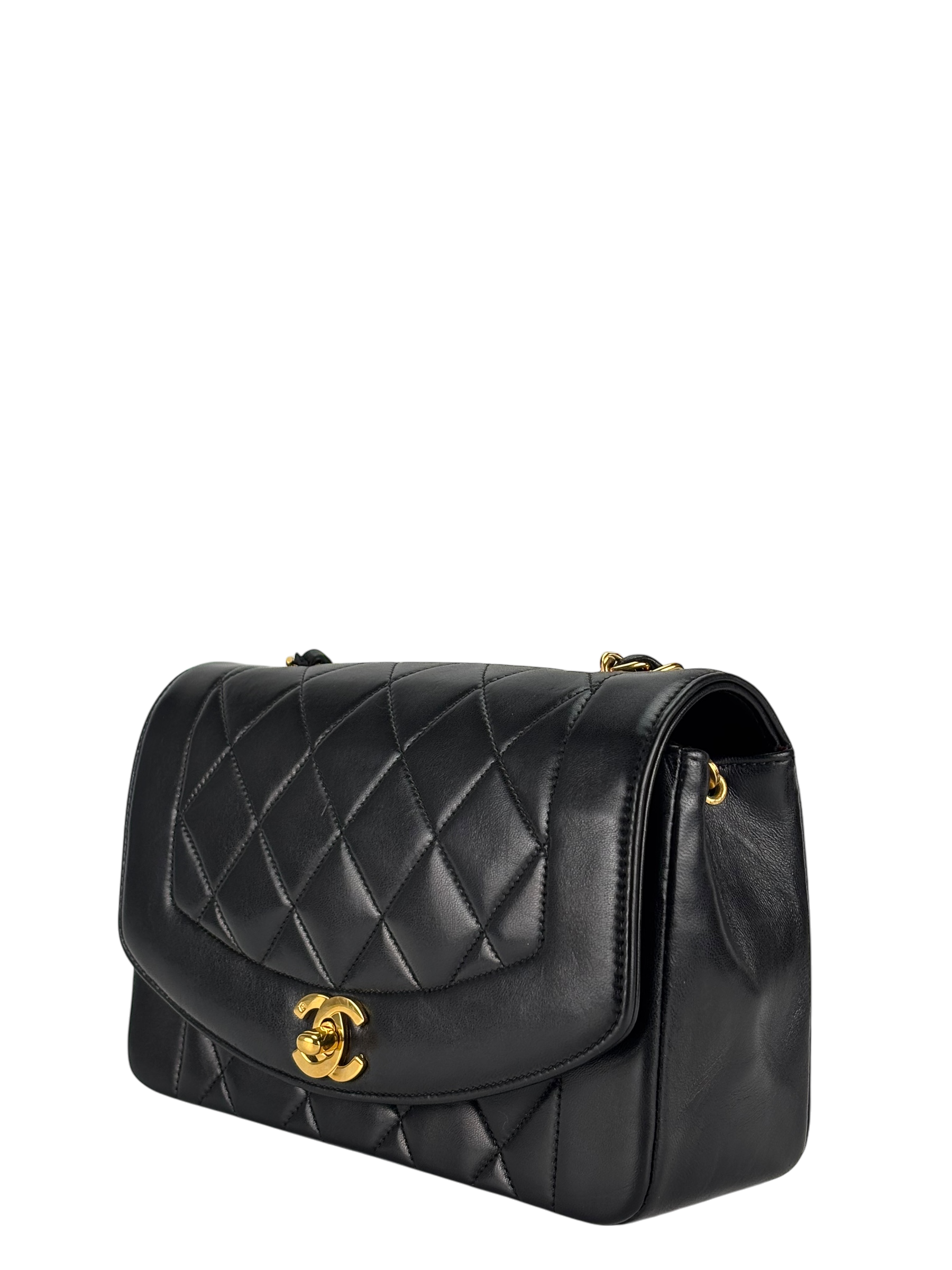 CHANEL - Black Lambskin Small Diana Shoulder Bag