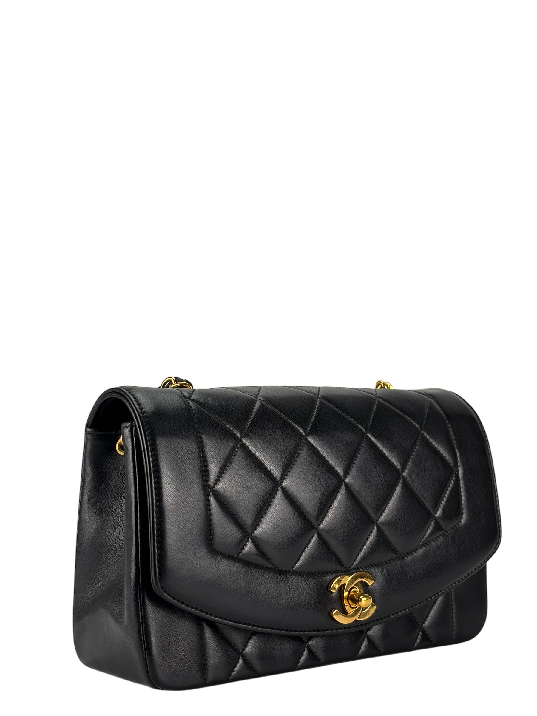 CHANEL - Black Lambskin Small Diana Shoulder Bag