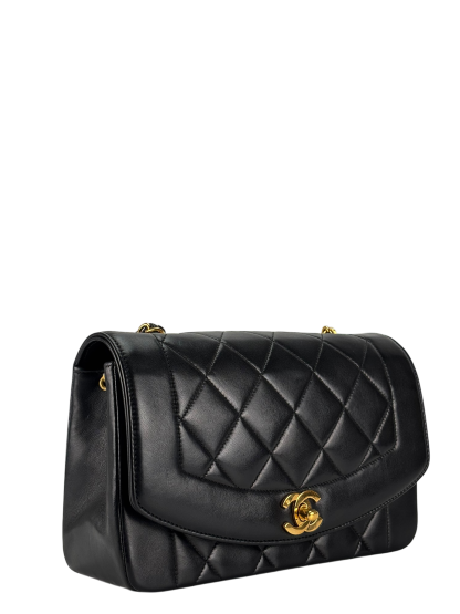 CHANEL - Black Lambskin Small Diana Shoulder Bag