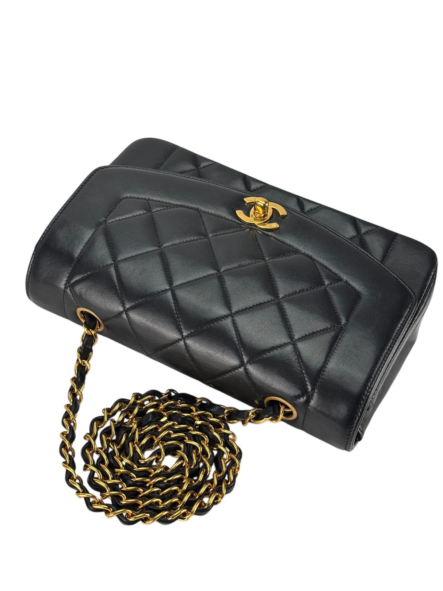 CHANEL - Black Lambskin Small Diana Shoulder Bag