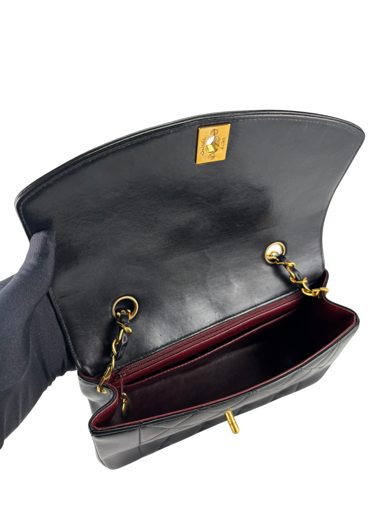 CHANEL - Black Lambskin Small Diana Shoulder Bag