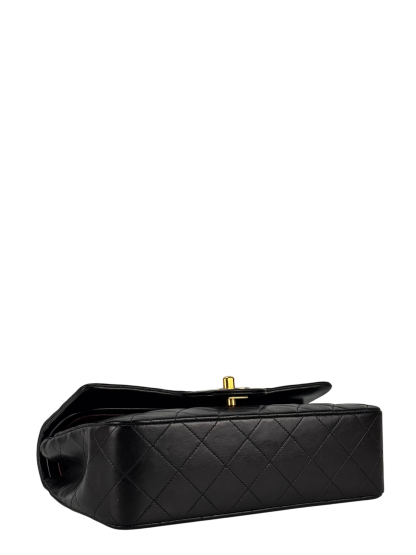 CHANEL - Small Classic Double Flap Bag Black Lambskin Gold Hardware (CF23)